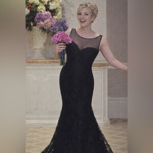 J S Collections Navy Mermaid Dress-Size 10 (altered, see measurements)